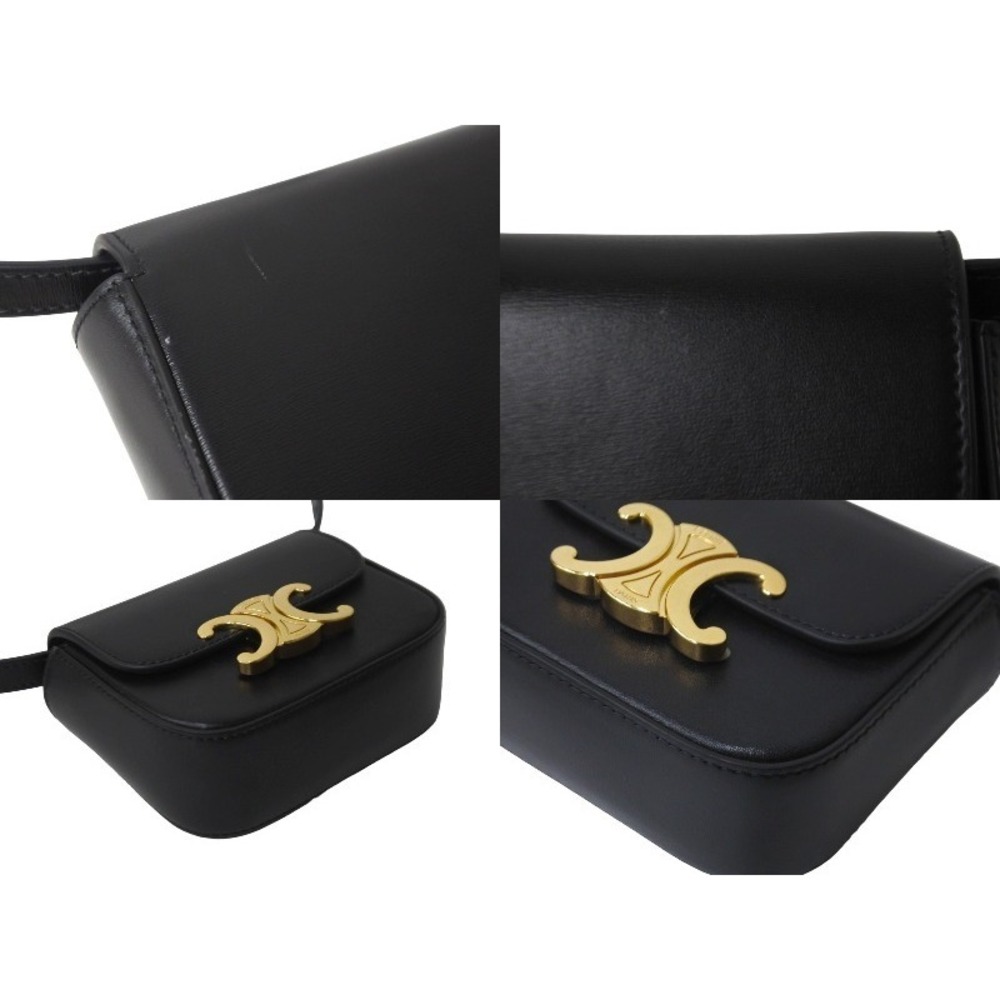 CELINE Claude Shoulder Bag Black Shiny Calfskin - Picture 7 of 9